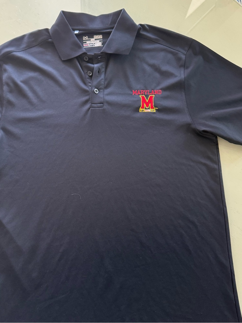 Under Armour Black Polo with Red & Gold Maryland M Logo